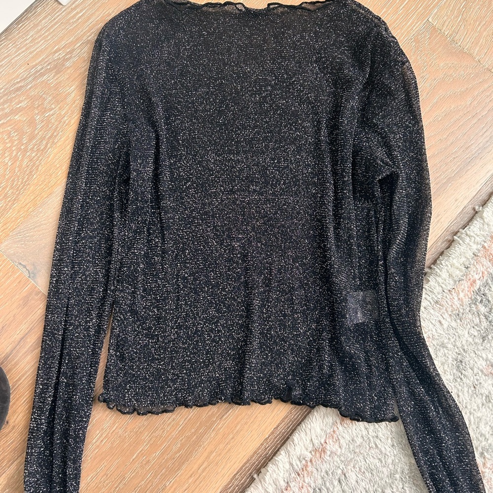 Black Glitter Long Sleeve Top
